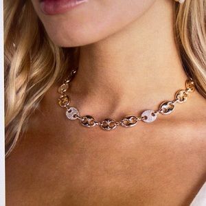 Ettika Gold Plated Crystal Station Link Necklace NWT